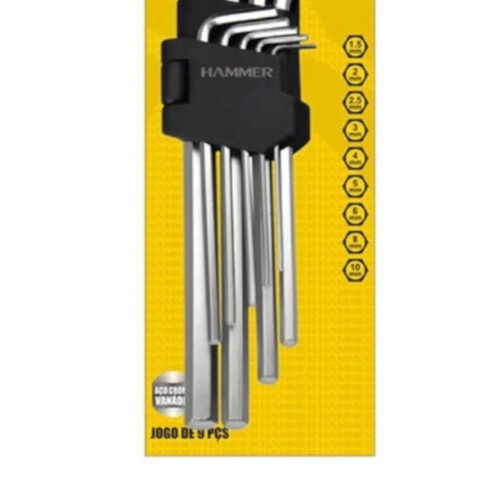 Jogo de chave allen longa 1,5 a 10 mm com 9 pe�as - CA-3000
