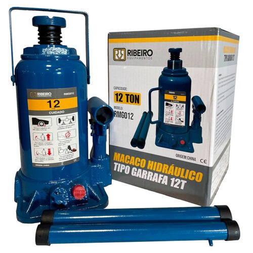 Macaco hidr�ulico tipo garrafa 12 toneladas azul - RMGI012