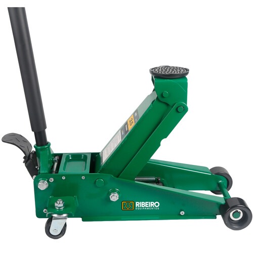 Macaco jacar� hidr�ulico 3,5T verde com rodas de poliuretano - RMJI002