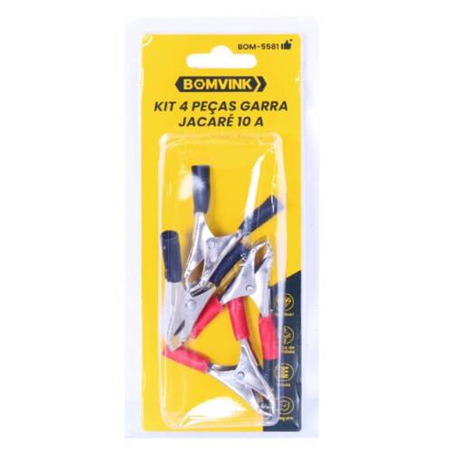 Kit garra jacaré isolante abertura de 21 mm 4 peças - BOM-5581 Kit garra jacaré isolante abertura de 21 mm 4 peças - BOM-5581