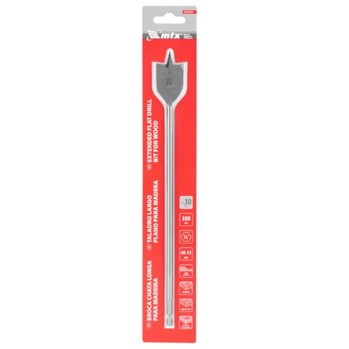 Broca chata longa para madeira 30 x 300 mm - 7040309 Broca chata longa para madeira 30 x 300 mm - 7040309
