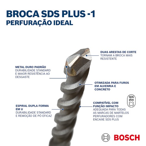 Broca de wídea para concreto 16 x 150 x 210 mm SDS PLUS - 1 Broca de wídea para concreto 16 x 150 x 210 mm SDS PLUS - 1