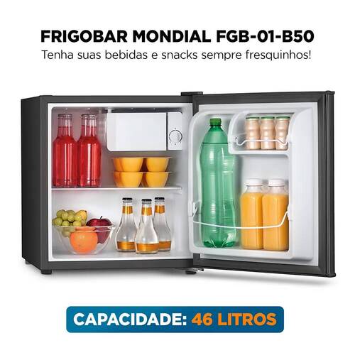 Frigobar 46 litros porta reversível preto - FGB-01-B50 110V Frigobar 46 litros porta reversível preto - FGB-01-B50 110V