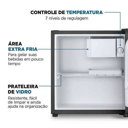 Frigobar 46 litros porta reversível preto - FGB-01-B50 110V Frigobar 46 litros porta reversível preto - FGB-01-B50 110V