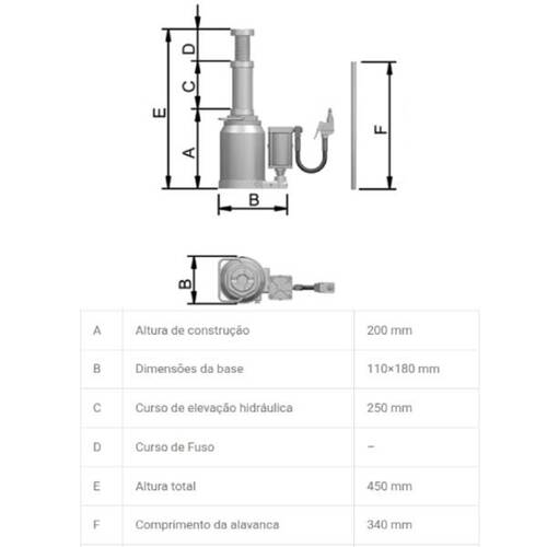 Macaco hidropneum�tico tipo garrafa 4T com v�lvula - MTP4