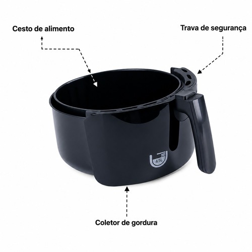 Fritadeira elétrica sem óleo Air Fryer 4,5L 1.400W - ARF 1245 220V Fritadeira elétrica sem óleo Air Fryer 4,5L 1.400W - ARF 1245 220V