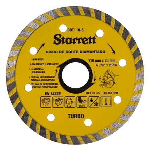 Disco diamantado turbo 110 mm para alvenaria - DDT110-S Disco diamantado turbo 110 mm para alvenaria - DDT110-S