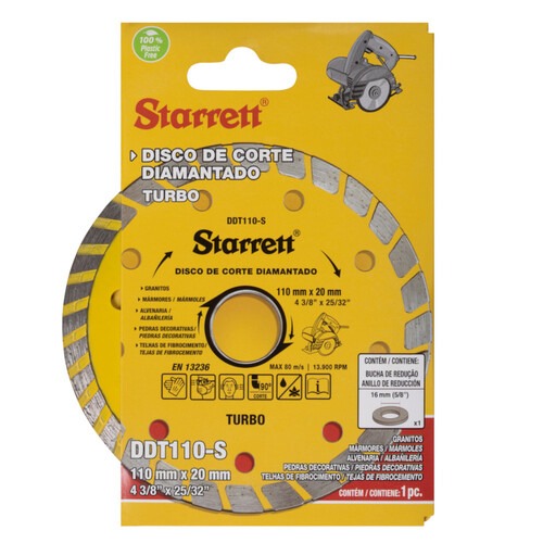 Disco diamantado turbo 110 mm para alvenaria - DDT110-S Disco diamantado turbo 110 mm para alvenaria - DDT110-S