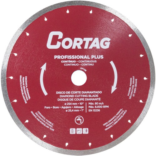 Disco diamantado contínuo 254 mm para cerâmica - Profissional Plus Disco diamantado contínuo 254 mm para cerâmica - Profissional Plus