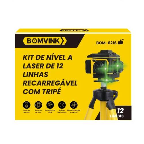 Nível a laser verde a bateria 12 linhas 25 m com tripé e kit de acessórios - BOM-6216 Nível a laser verde a bateria 12 linhas 25 m com tripé e kit de acessórios - BOM-6216