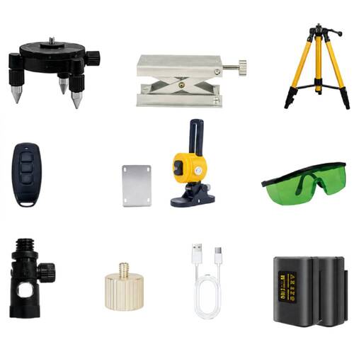 Nível a laser verde a bateria 12 linhas 25 m com tripé e kit de acessórios - BOM-6216 Nível a laser verde a bateria 12 linhas 25 m com tripé e kit de acessórios - BOM-6216
