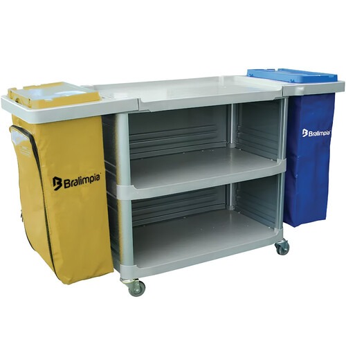 Carro funcional extra 2 bolsas amarela e azul com fechamento Carro funcional extra 2 bolsas amarela e azul com fechamento