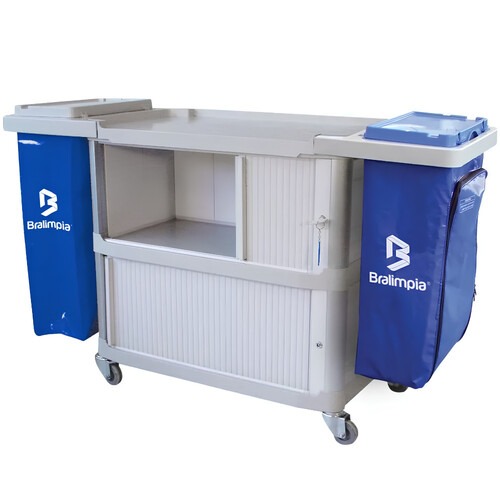 Carro funcional extra 2 bolsas azul com porta Carro funcional extra 2 bolsas azul com porta