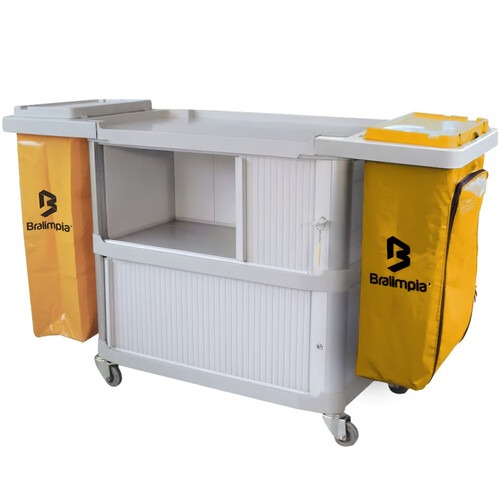 Carro funcional extra 2 bolsas amarela com porta Carro funcional extra 2 bolsas amarela com porta