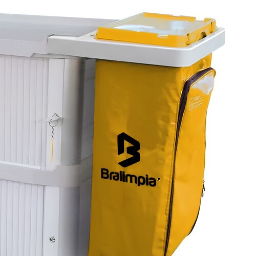 Carro funcional extra 2 bolsas amarela com porta Carro funcional extra 2 bolsas amarela com porta