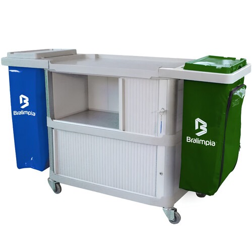 Carro funcional extra 2 bolsas azul e verde com porta Carro funcional extra 2 bolsas azul e verde com porta