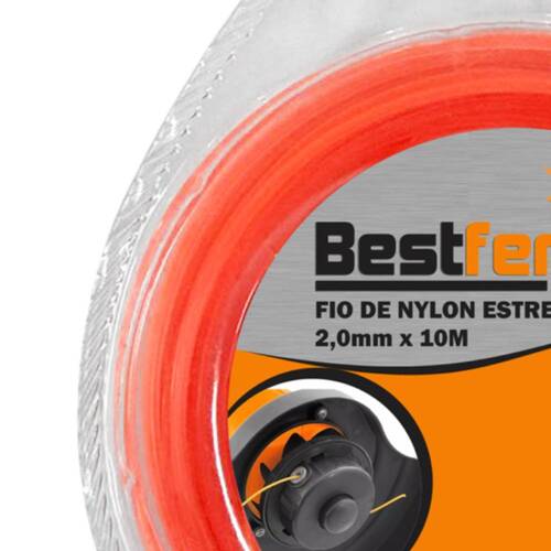 Fio de nylon estrela para roçadeira 2,0 mm x 10 metros - BFH1767 Fio de nylon estrela para roçadeira 2,0 mm x 10 metros - BFH1767