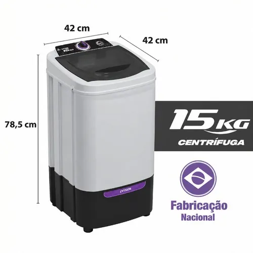 Centrífuga de roupas 15 kg com timer compacta branca 110V