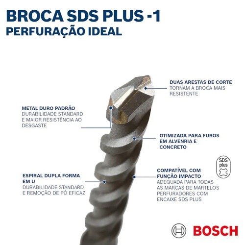 Broca de wídea para concreto 5 x 100 x 160 mm - SDS PLUS Broca de wídea para concreto 5 x 100 x 160 mm - SDS PLUS