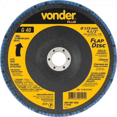 Disco de lixa flap disc c�nico 4.1/2