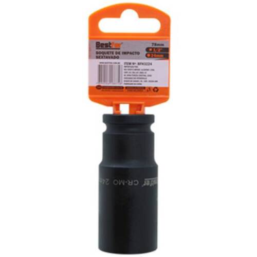 Soquete sextavado de impacto longo 24 mm encaixe 1/2 Soquete sextavado de impacto longo 24 mm encaixe 1/2