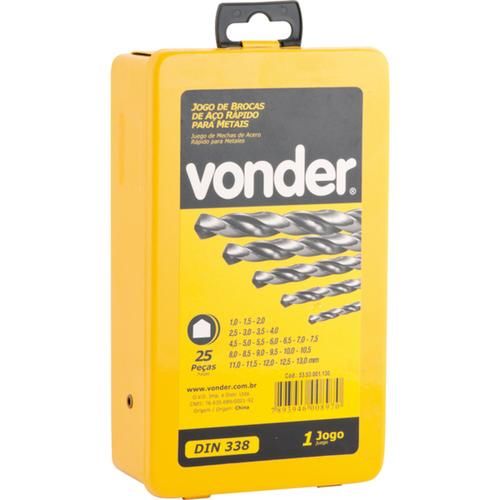Jogo de brocas aço rápido 1,0 a 13,0 mm DIN338 com 25 peças Jogo de brocas aço rápido 1,0 a 13,0 mm DIN338 com 25 peças