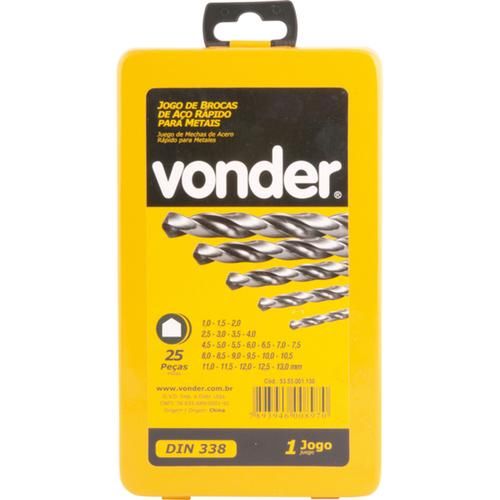 Jogo de brocas aço rápido 1,0 a 13,0 mm DIN338 com 25 peças Jogo de brocas aço rápido 1,0 a 13,0 mm DIN338 com 25 peças
