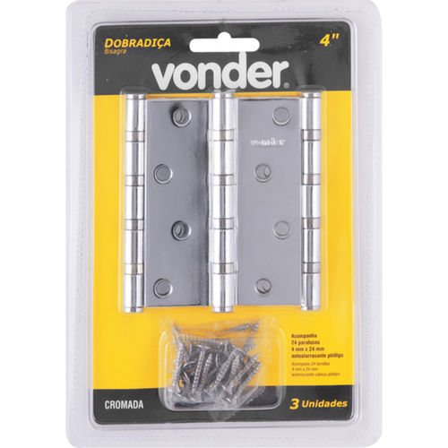 Dobradia anel rolamento cromada com 3 peas 4