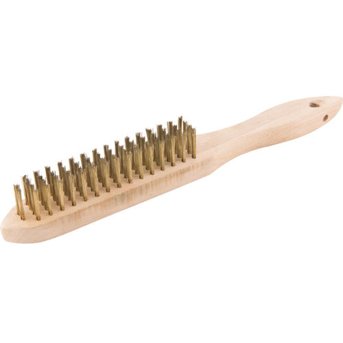 Escova manual com cerdas de lat�o 4 fileiras cabo de madeira 