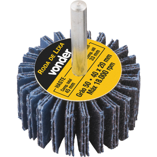 Roda de lixa 40 x 20 mm com haste grão 50 Roda de lixa 40 x 20 mm com haste grão 50