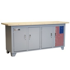 Bancada fechada com 4 portas tampo de madeira - SPEED