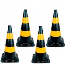 Kit 4 Cones para sinaliza��o 75 cm 2 faixas - RM-44
