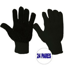 Kit 24 pares de luvas de malha pigmentada tricotada preta - KIT0531-24