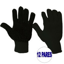 Kit 12 pares de luvas de malha pigmentada tricotada preta - 21133
