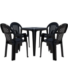 Conjunto de mesa Coruripe com 4 cadeiras pl�sticas com bra�o