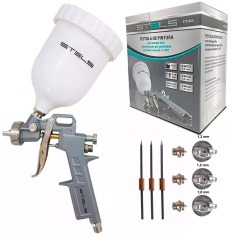 Pistola de pintura tipo gravidade com 3 bicos e caneca 600 ml - 5731455