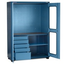 Armário para ferramentas com 1 prateleira 5 gavetas e porta com visores em vidro - AM-1003 Armário para ferramentas com 1 prateleira 5 gavetas e porta com visores em vidro - AM-1003