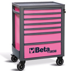 Carrinho para ferramentas com 7 gavetas Full Rosa - RSC24/7