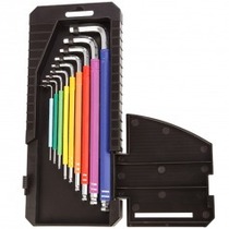 Jogo de chave allen abaulada longa 1,5 a 10 mm 9 pe�as colorida com estojo