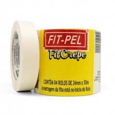 Fita crepe adesiva 24 mm x 50 metros com 4 peças - 10402104 Fita crepe adesiva 24 mm x 50 metros com 4 peças - 10402104