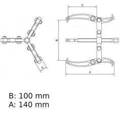 Saca polia com 3 garras articulado abertura de 100 mm