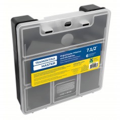 Organizador plástico com 6 compartimentos com tampa Organizador plástico com 6 compartimentos com tampa