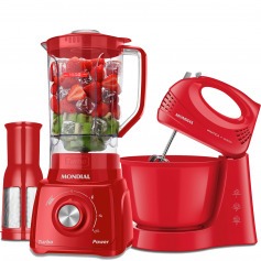 Kit Liquidificador 550W Turbo Power L-99-FR + Batedeira 400W Prática B-44-R Kit Liquidificador 550W Turbo Power L-99-FR + Batedeira 400W Prática B-44-R