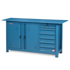 Bancada fechada com 7 gavetas e 2 portas tampo em a�o - NB-22