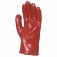 Luva de pvc lisa com forro de algod�o 27 cm vermelha GG